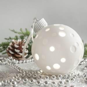 Set of porcelain Luminous Christmas Balls "White Christmas" 9pcs